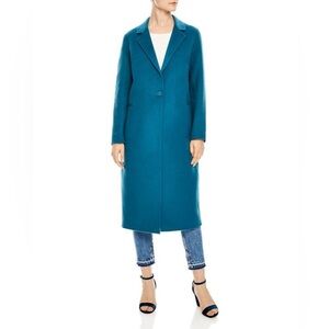 Sandro Vani‎ Single Button Coat Blue Cyan Sz 38 S